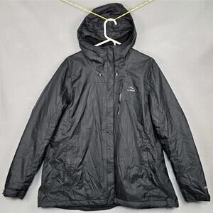 LL Bean Jacket Womens XL Black TEK2 Hooded Fleece Lined Waterproof Coat